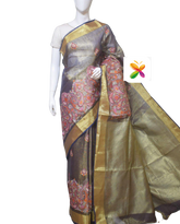 Pure Linen Tissue Saree Witj Embroidery SILK ZONE